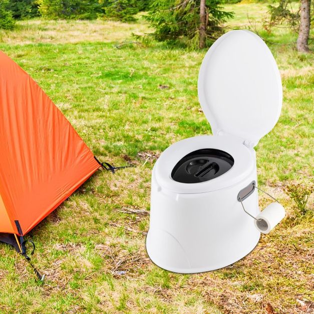 Tragbare Campingtoilette mit Abnehmbarem Eimereinsatz Reisetoilette bis 200  kg Belastbar Wei - Costway