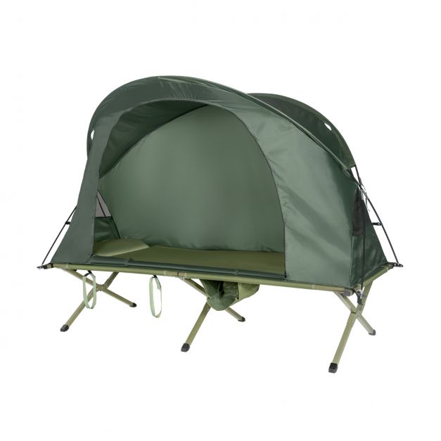 4 in 1 faltbares Campingzelt für 1 Person mit Abdeckung und Matratze 200 x  87 x 154 cm Grün