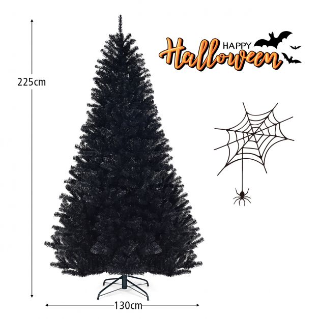 225 cm knstlicher Weihnachtsbaum Christbaum Kunstbaum weinachten Dekobaum  Schwarz - Costway