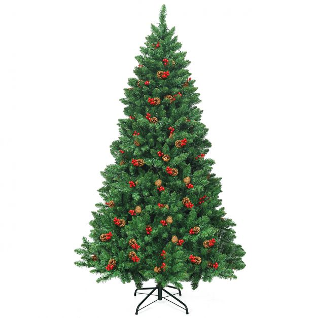 200cm knstlicher Weihnachtsbaum Tannenbaum Christbaummit 1100 Zweigen &  Premium Kunstbaum grn - Costway