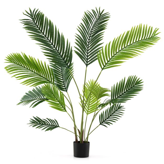 2er Set Knstliche Areca Palme 140 cm Kunstpflanze im Topf Kunstpalme mit  Blttern Grn - Costway