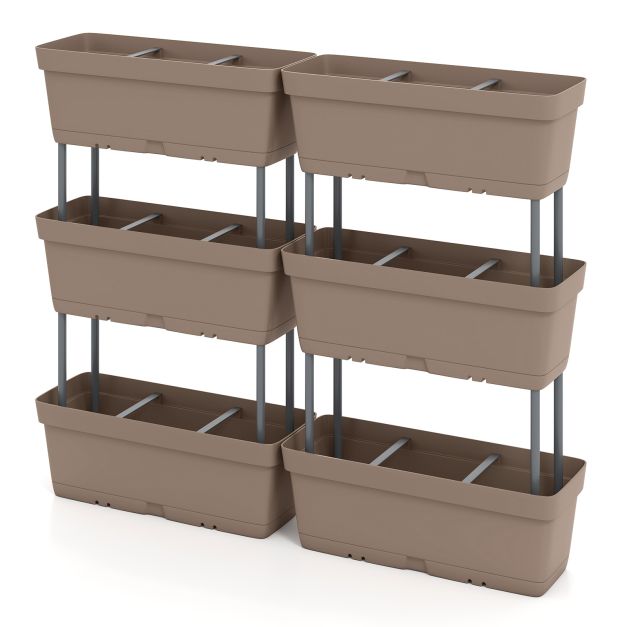 6 Stck Blumenksten DIY-Design 49 cm lang Pflanzksten mit Drainagesystem  Blumentpfe aus Kunststoff Grau - Costway