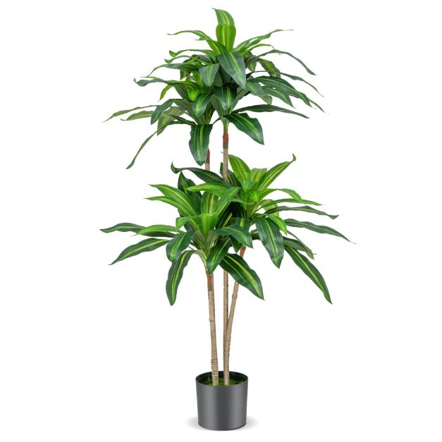 Grün 92 & Topf - Dracena Kunstbaum Künstliche Blättern Kunstpflanze 140 cm Costway Palme Pflanze mit