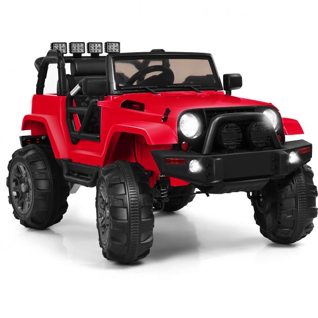 Elektrischer Jeep 12 V Kinderauto mit 2, 4 G-Fernbedienung Elektroauto mit  Musik Rot - Costway