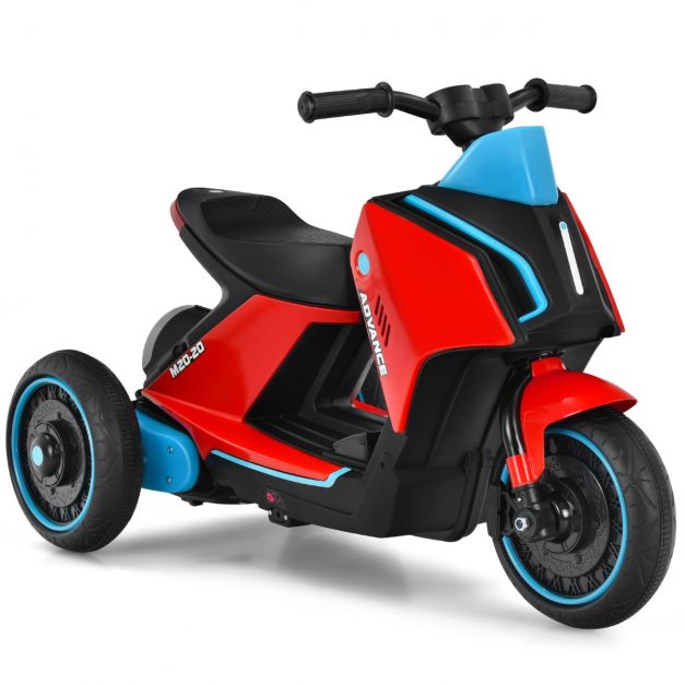 6V Elektro Motorrad Kindermotorrad mit Musik für Kinder 80,5 x 41 x 51,5 cm  Rot + Schwarz + Blau - Costway