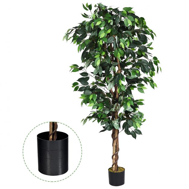 180 cm Zimmerpflanze Deko Kunstpflanze Dekopflanze mit 1008 Bltter und  natrlicher Stamm - Costway