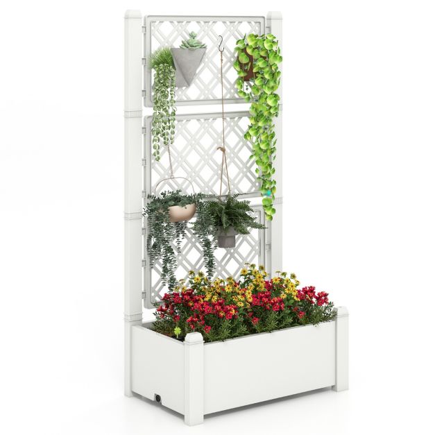 Hochbeet mit Rankgitter 3-stufig hhenverstellbar Blumenkasten mit Spalier  76 x 45 x 150 cm Wei