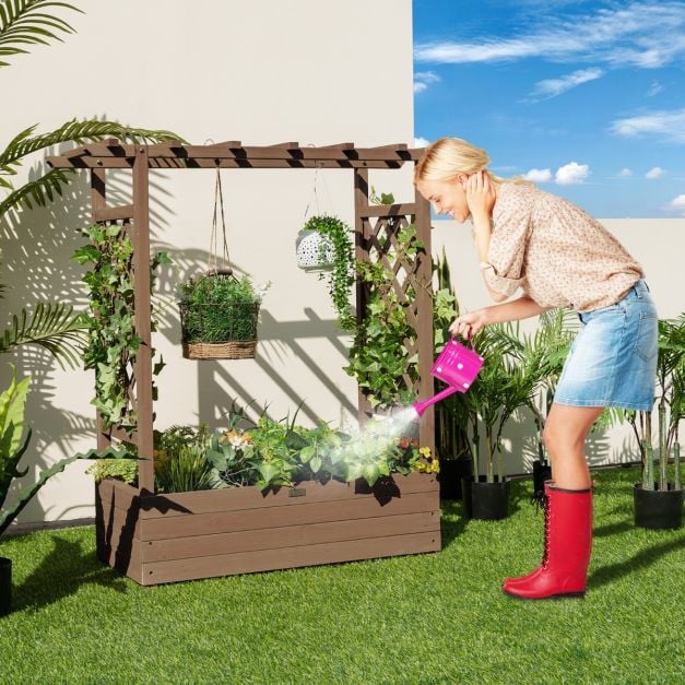 Hochbeet mit Rankgitter & Hngendem Dach Pflanzkasten Blumenkasten fr  Kletterpflanzen - Costway