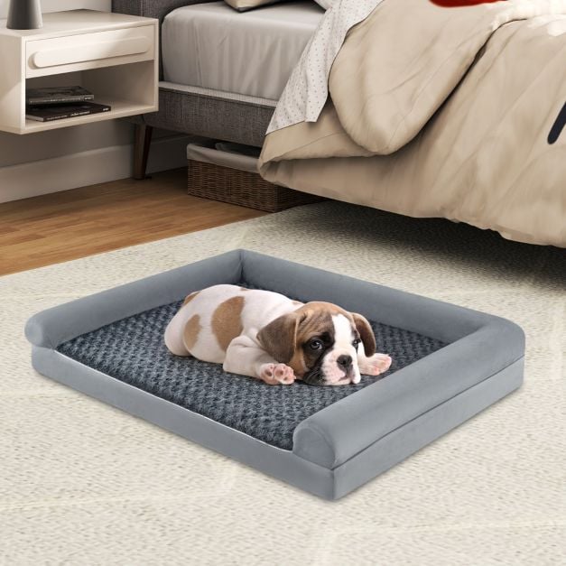 Orthopdisches Hundebett gro Hundesofa mit Hundekissen Hundecouch fr  groe & Mittelgroe Hunde Grau - Costway