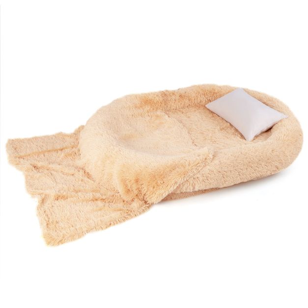 Flauschiges Hundebett fr Menschen & Hunde mit Waschbare Hundedecke  abnehmbarem Bezug Riemen 171 x 115 cm - Costway