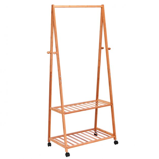 Kleiderstnder Kleiderstange Kleiderwagen Rollgarderobe rollbar Bambus -  Costway