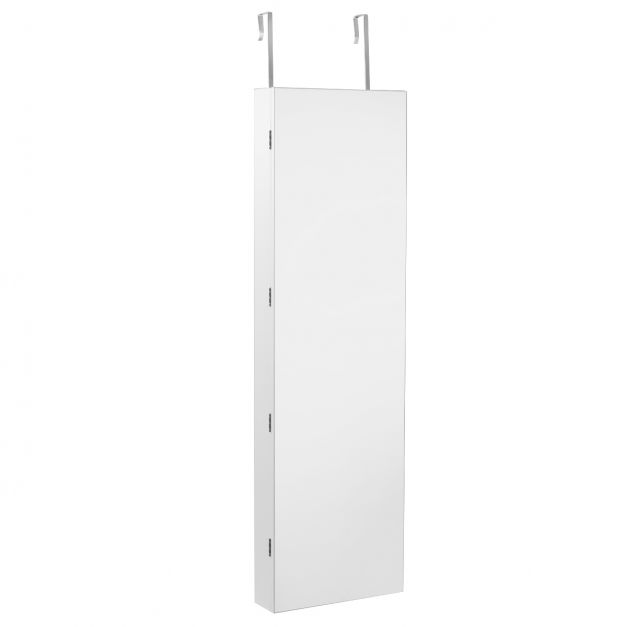 1x Schmuckschrank mit Spiegelschrank Wandspiegel mit LED-Innenbeleuchtung weiß 
