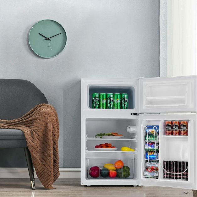 90L Mini-Khlschrank separates Gefrierfach Kompakter Khlschrank 48,5 x  49,5 x 86 cm Wei - Costway