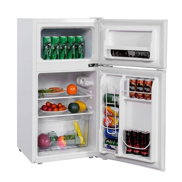 90L Mini-Kühlschrank separates Gefrierfach Kompakter Kühlschrank 48,5 x  49,5 x 86 cm Weiß - Costway