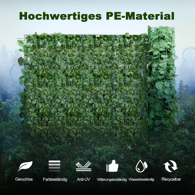 Knstliche Efeu Garten Sichtschutz Balkonsichtschutz Bltteroptik  Windschutz 150 x 240 cm Grn - Costway