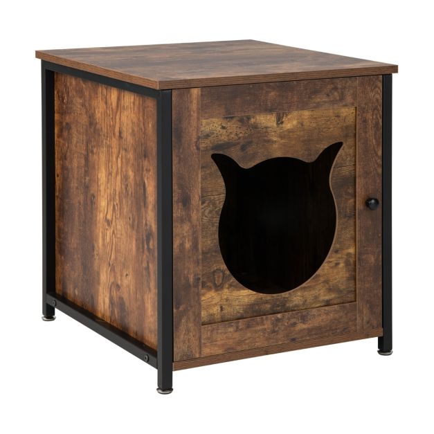Katzenschrank aus Holz mit Tr & Eingang Katzenklo Schrank Katzentoilette  50 x 53 x 55 cm - Costway