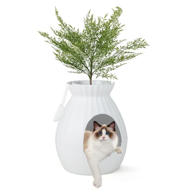 Katzentoilette intelligente Geruchsentfernung & Sterilisation  Blumentopf-Stil Trvorhang 63L Katzenklo fr Katzen - Costway