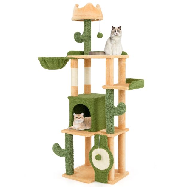 Kratzbaum Kaktus 160cm Katzenbaum mit Katzenhhle Katzenkratzbaum Spielbaum  Holz - Costway