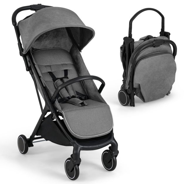 Kinderwagen klappbar Reisebuggy mit Liegefunktion Kinderbuggy tragbar mit  verstellbarer Rckenlehne bis 15 kg Belastbar Grau - Costway