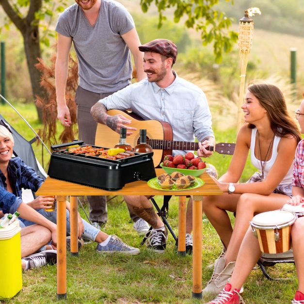Tragbarer Klapptisch Niedrig Mit Tragetasche  Kompakter Faltbarer  Campingtisch Metall Schwarz Fr Garten, Picknick Und Grillen