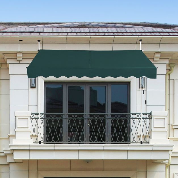 Klemmmarkise 200 cm breit Balkonmarkise ohne Bohren UV-bestndig  hhenverstellbar Grn - Costway