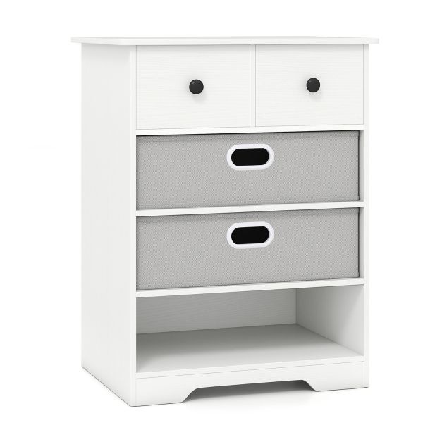 Kommode mit 4 Schubladen Kommodenschrank mit offenen Regalen Nachttisch  Aufbewahrungskommode 58 x 42 x 75 cm Wei - Costway