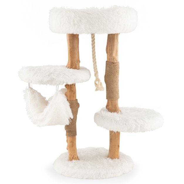 87 cm Kratzbaum aus Massivholz mehrschichtiges Katzenaktivittszentrum -  Costway