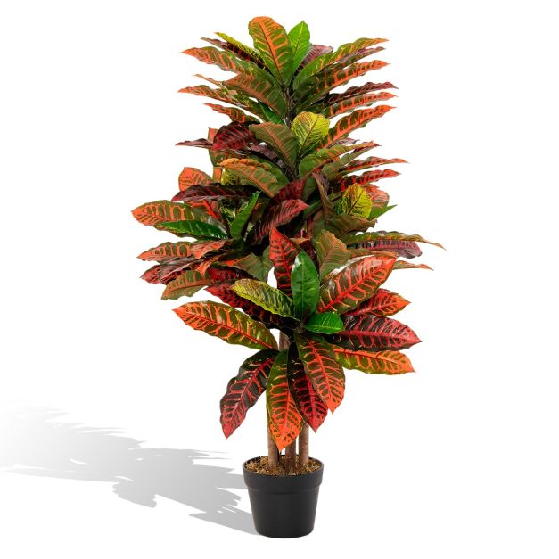 100 cm Hoher Knstlicher Kroton-Palmenbaum mit Farbenfrohen Panaschierten  Blttern - Costway