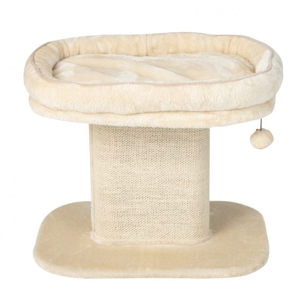 Moderner Kratzbaum Katzenmbel mit groer Plschsitzflche &  Sisal-Kratzplatte Beige - Costway