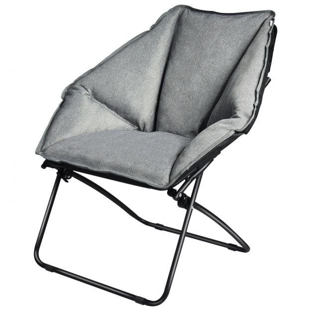 Moon Chair Gepolsterte Klappstuhl Campingstuhl Mondstuhl faltbar  Klappsessel 85 x 78 x 87 cm Grau