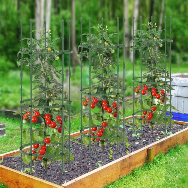 3er Set Tomaten Rankhilfe mit Verstellbare Hhe & 3 Ringe Pflanzenkfig  Pflanzensttze 154 cm Hoch