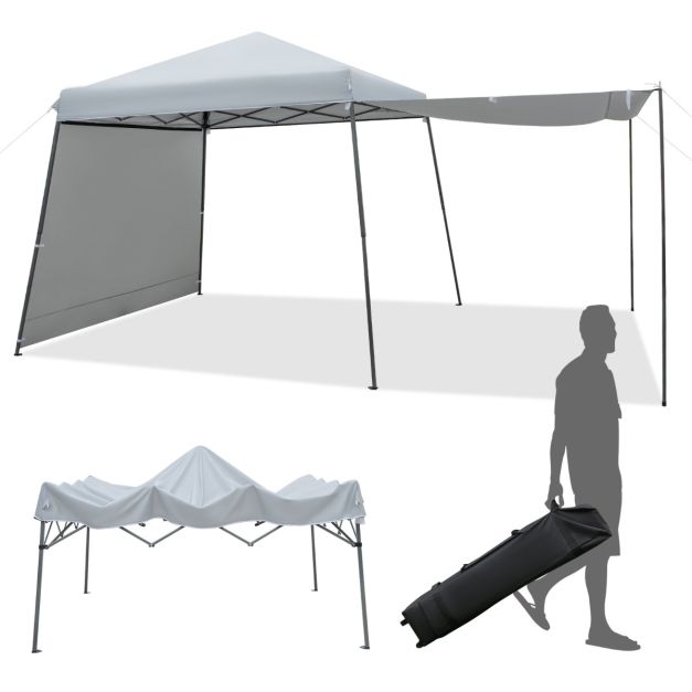 3 x 3 m Sofortiges Pop-up-Canopy-Zelt mit Markisen Outdoor-Sonnenschutz  Grau - Costway