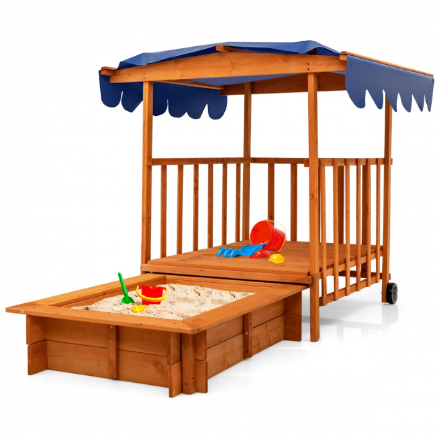 Hölzerner Sandkasten für Kinder Kinder-Spielstation mit Spielhaus
