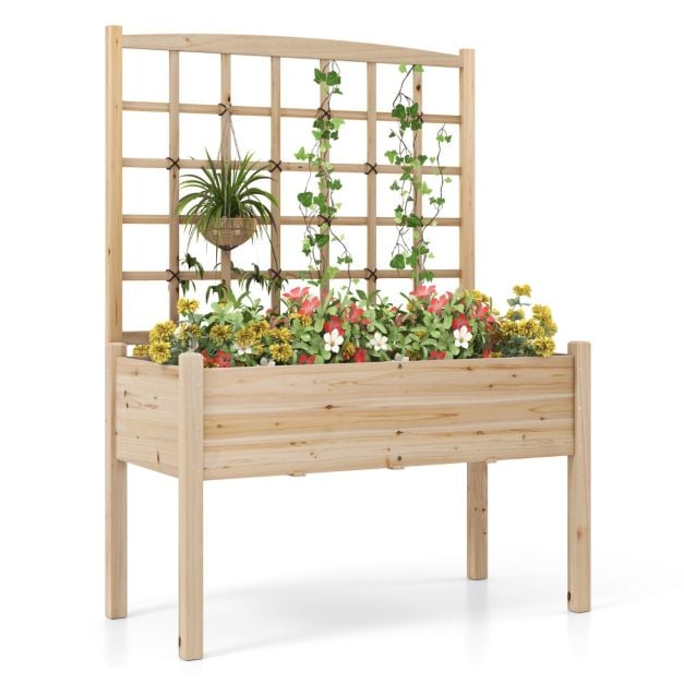 Pflanzkasten mit Rankgitter Blumenkasten Gartenspalier Hochbeet mit Spalier  Rankhilfe - Costway