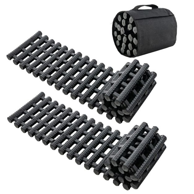 2er-Pack Reifen-Traktionsmatten mit Tasche Notfall-Traktionshilfe Schwarz  82 x 21 x 2,8 cm - Costway