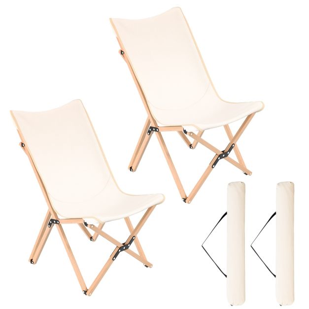 Schmetterlingsstuhl im 2er-Set Klappstuhl aus Bambus Beige - Costway