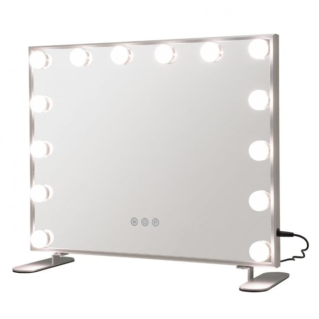 Wandspiegel Schminkspiegel mit LED-Leuchten 50 x 18 x 43 cm Silber - Costway