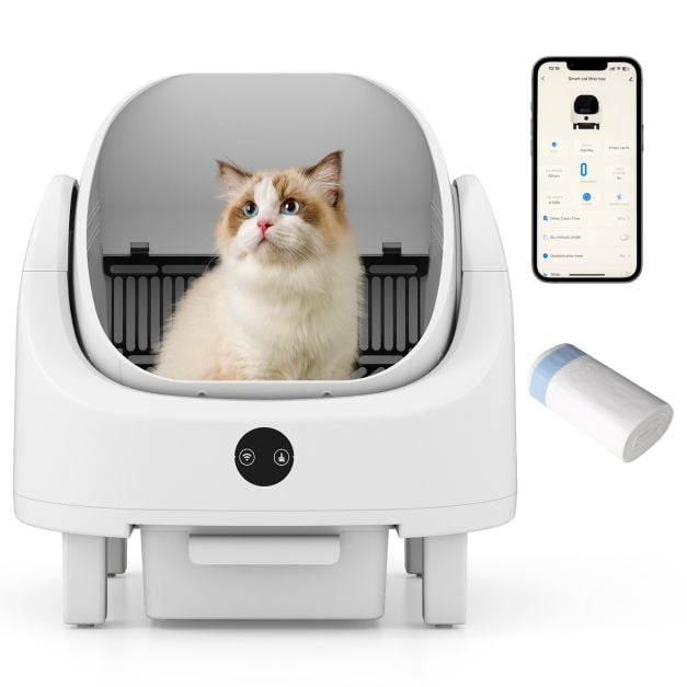 Selbstreinigende Katzentoilette mit App-Steuerung & Geruchskontrolle &  Sensorsicherheit & Mllbeutel - Costway