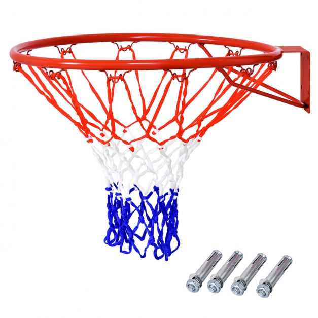 Basketballkorb 45 cm von Oskar Basketballring aus Metall mit Netz orange Ball 