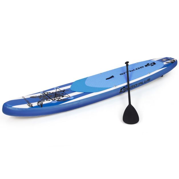 Aufblasbares Stand-up-Paddle-Board mit SUP-Zubehör Rucksack verstellbares  Paddel 325 x 76 x 15 cm Marineblau - Costway
