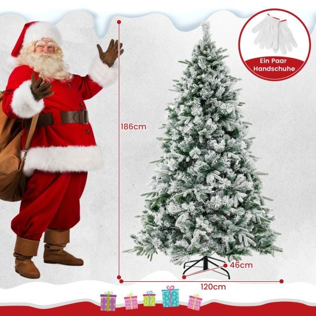 180 cm Knstlicher Weihnachtsbaum mit Schnee & 250 Warmweien LED-Lichtern  Grn - Costway