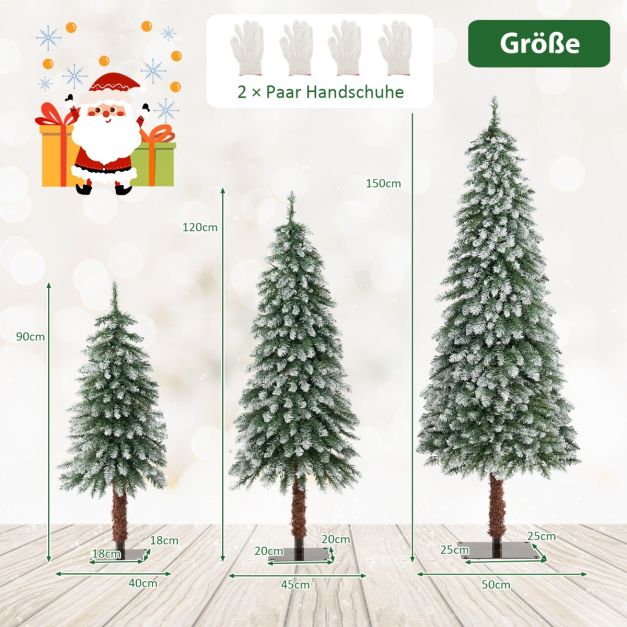 3er Knstlicher Weihnachtsbaum mit Schnee & LED-Lichtern & Metallstnder  Christbaum - Costway