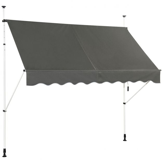 Klemmmarkise Balkonmarkise hhenverstellbar Markise mit Handkurbel  Sonnenschutz 250 x 120 cm Grau - Costway