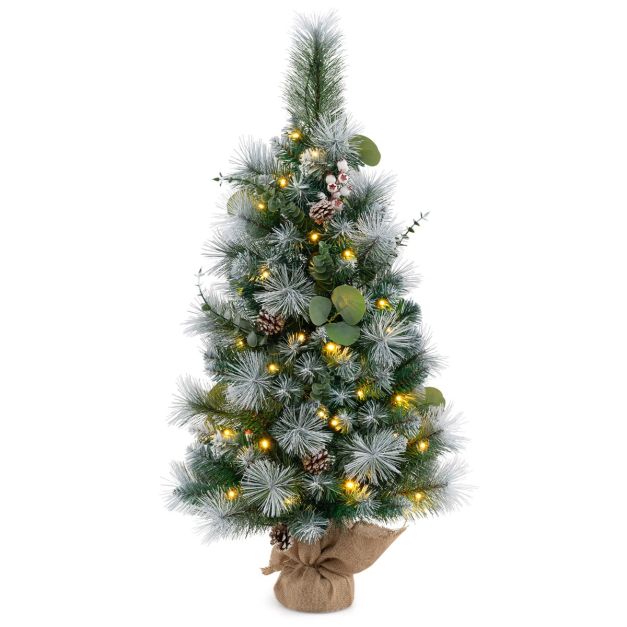 90 cm Knstlicher Weihnachtsbaum mit Beleuchtung & 30 Warmweien LED  Lichtern & Timer - Costway