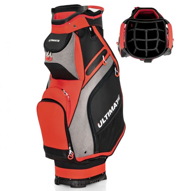 Leichte & Tragbare Golftasche mit 14 Trennwänden in Voller Länge Schwarz +  Rot - Costway