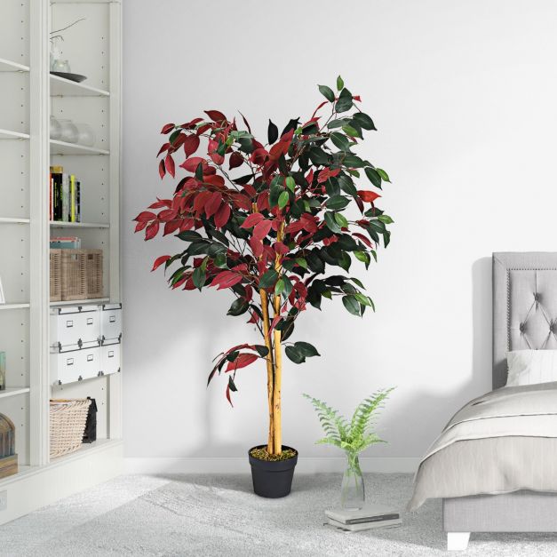 120 cm Groer Grner Ficus-Baum im Topf Knstlicher Baum Realistische  Grnpflanzen - Costway