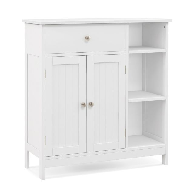 Badezimmerschrank mit Schublade & Türen & Verstellbarem Regal 75 x 30 x 80 cm  Weiß - Costway