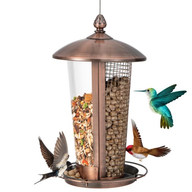 ZMKY Kolibri-Futterspender zum Aufhängen, Eichhörnchenfest,  Vogelfutterstation, auslaufsicher, für den Außenbereich, robust und  langlebig für Vogelfutterstation, Garten : : Garten