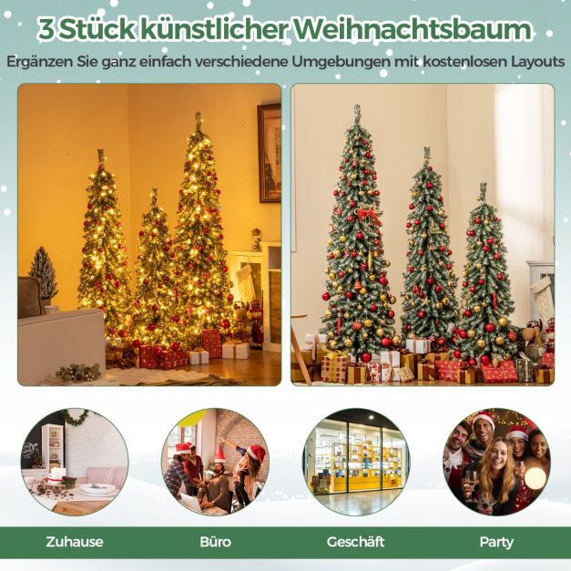 3er Set Bleistift Weihnachtsbaum Knstlich 120+150+180 cm Christbaum fr  Zuhause Bro - Costway