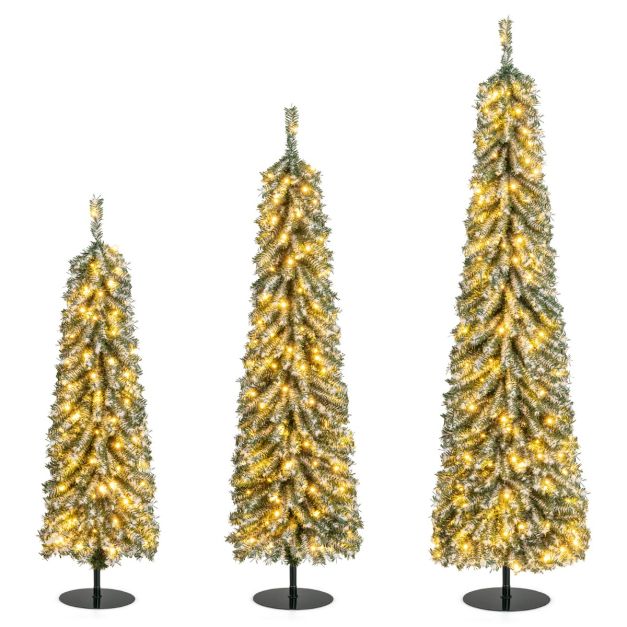 3er Set Bleistift Weihnachtsbaum Knstlich 120+150+180 cm Christbaum fr  Zuhause Bro - Costway